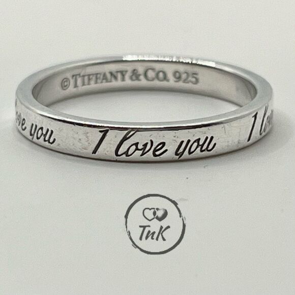 Tiffany Retired Notes "I Love You" Ring - Sterling Silver - Size 7.25 - Picture 10 of 15